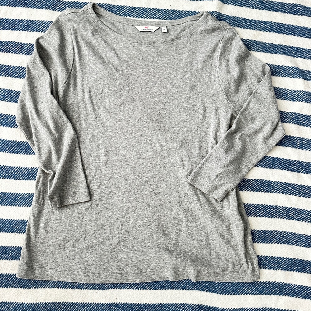 Vineyard Vines Heather Gray 3/3 Sleeve Tee